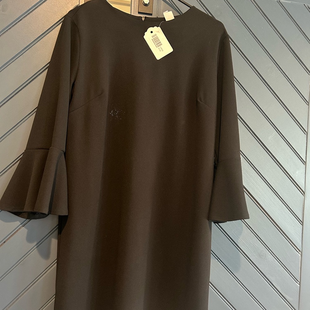 Elegant Black Sheath Dress with 3/4 Bell Sleeves